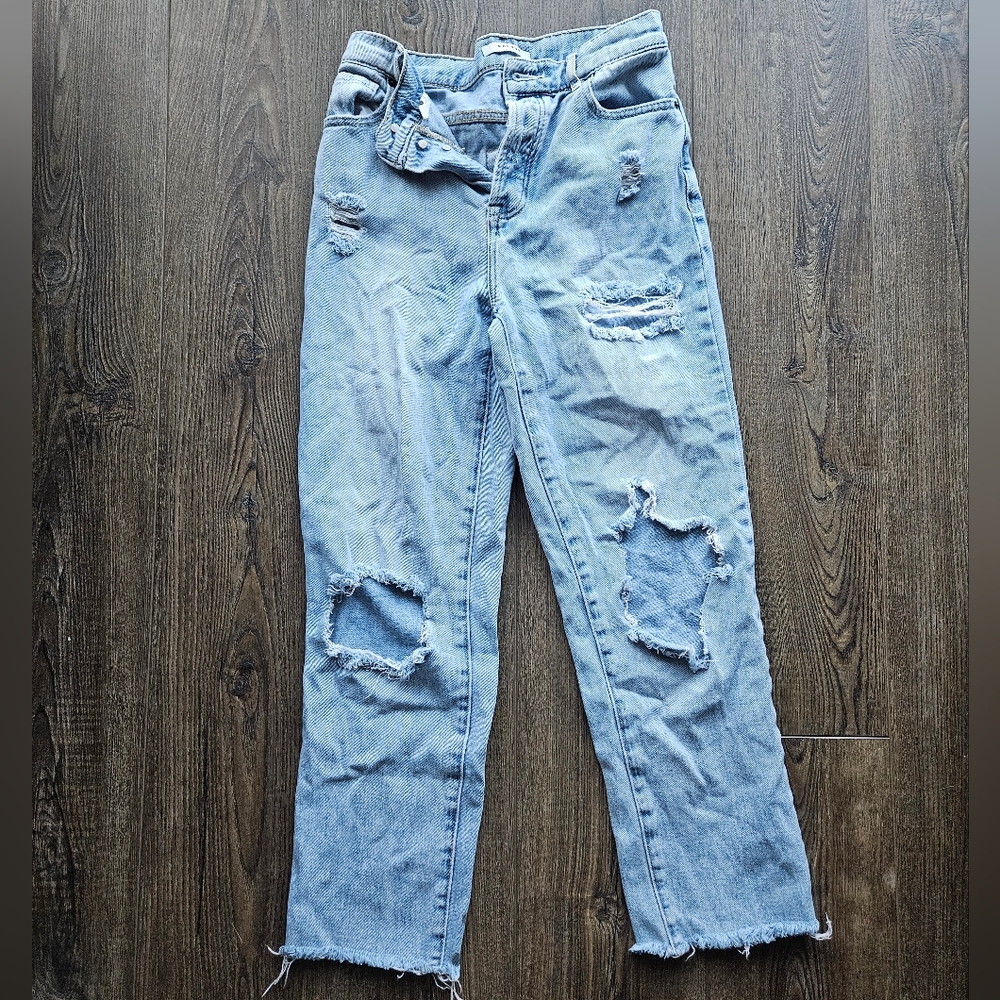 PacSun High Rise Straight Leg Destroyed Jeans
